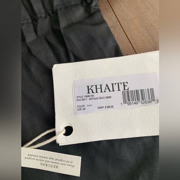 Khaite Elio belt antique gold black ponyhair 85 NWT